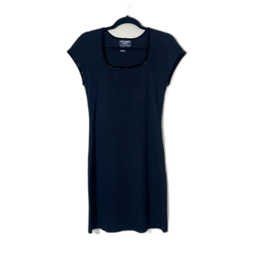 Vtg Saint Tropez West Black Carole Little Black Dress Small Wool Blend